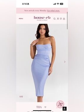 House of CB Lavender Strappy Ruched Midi Dress